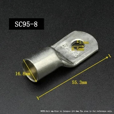 SC Type Wire Nose Terminal SC35 SC50 SC70 SC95 Bare Copper Battery Block Lugs Hole ID 6 8 10 12mm Crimp DTGA Cable End Connector