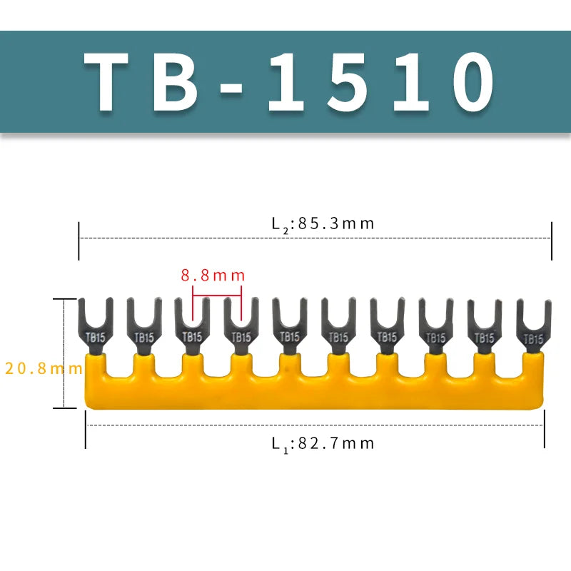 10/20/50/100PCS TB1512 / TBD-15A 12 Position Pre Insulated Fork Type Terminal TB Connection Strip Barrier Strip Jumper Connector