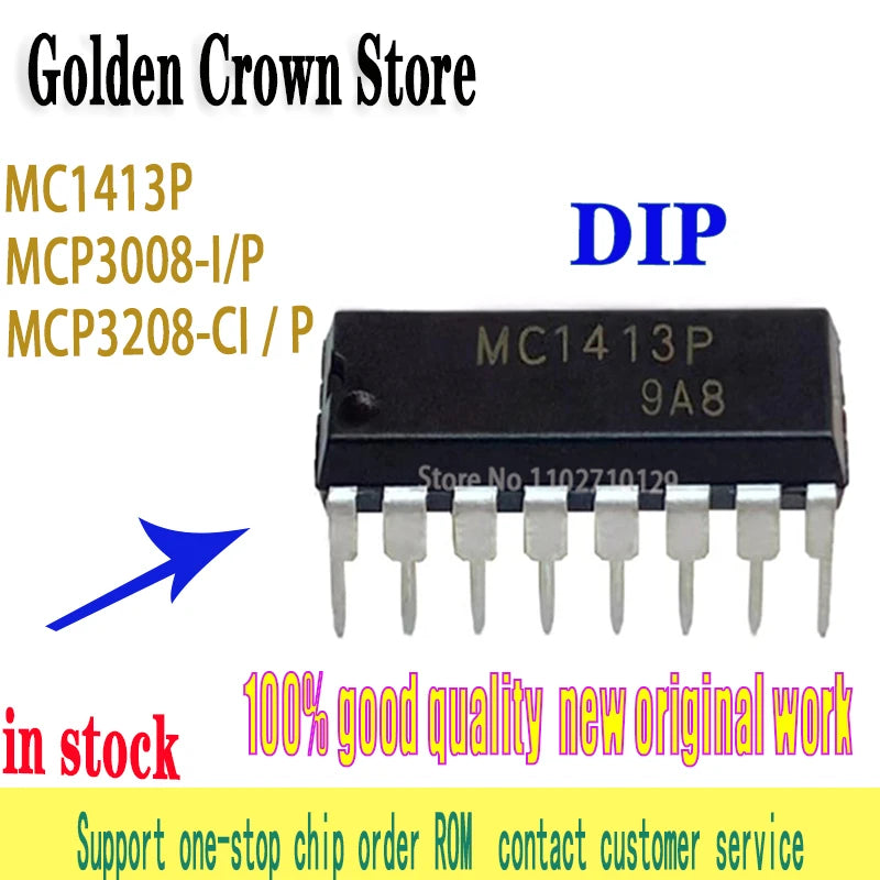 1Pcs/Lot New original MC1413P DIP16 MCP3008-I/P MCP3008  MCP3208   MCP3208-CI/P  In Stock