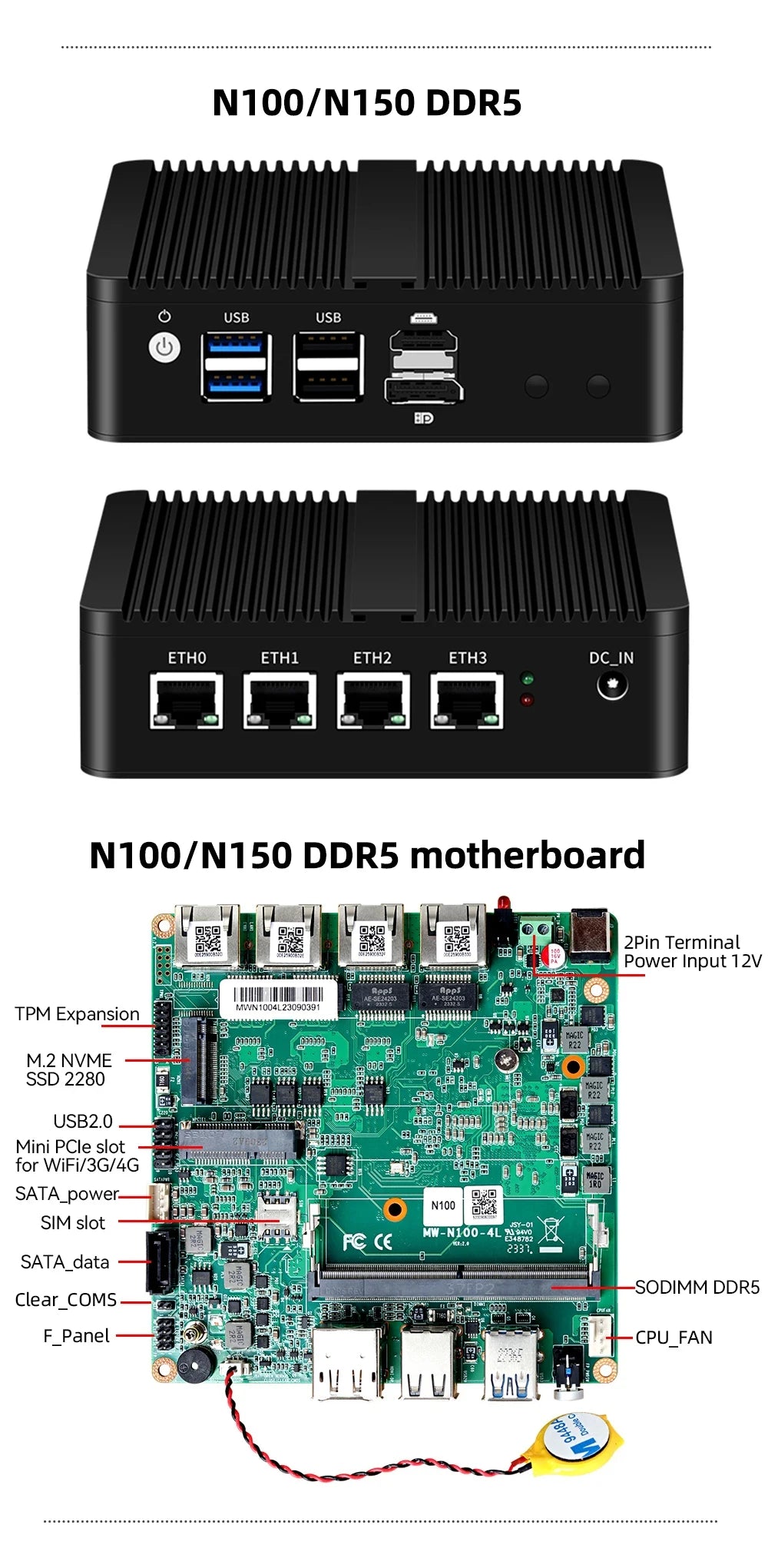 4 Ethernet Mini PC Intel N100 N2830 J1900 J4125 N5105 CPUs X86 Firewall Router Pfsense OPNSENSE Windows Linux Virtual Machine