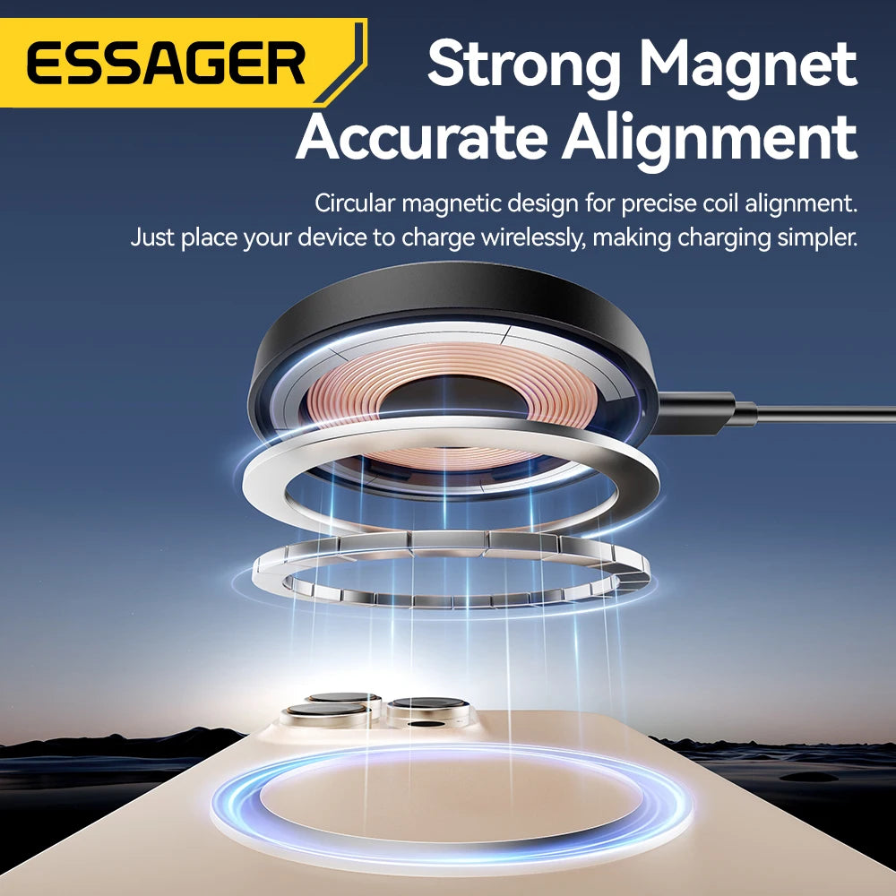 Essager 15W Magnetic Wireless Charger Stand 2-in-1 Charging Stand For iPhone 15 16 14 13Pro Max AirPods For MagSafe Fast Charger