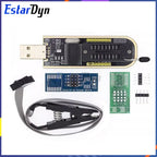 CH341 CH341A/CH341B Programmer 1.8V/3.3V/5V USB EEPROM Flash BIOS Burner for 24CXX/25CXX/93CXX with SOIC8 Test Clip & Adapter