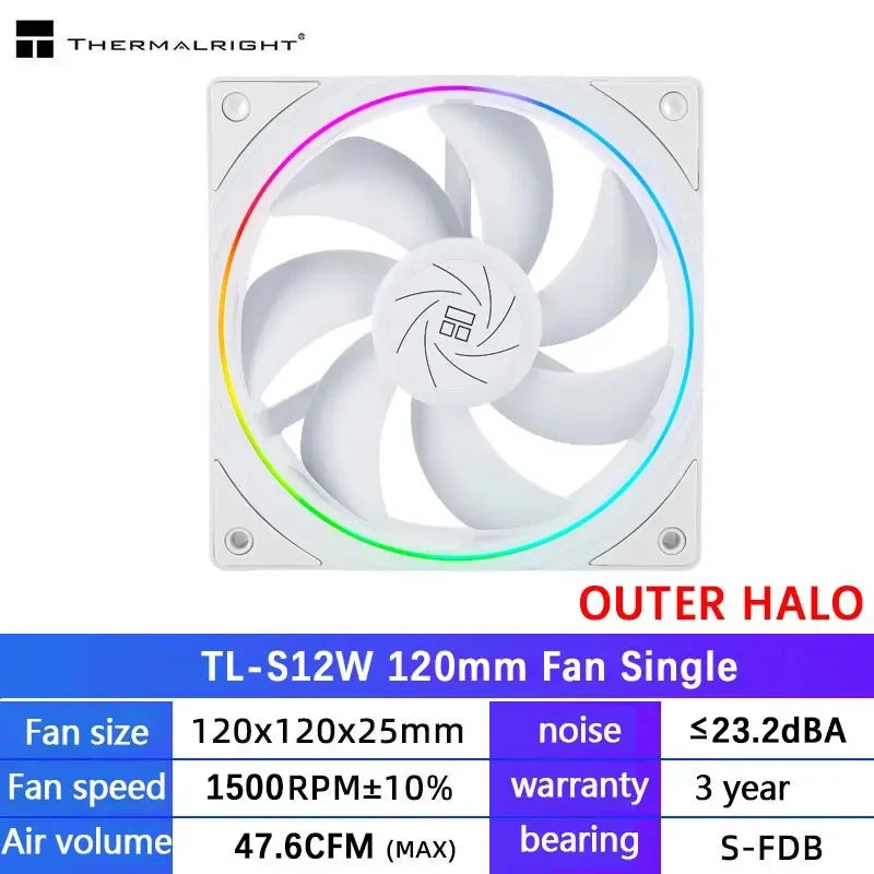 Thermalright TL-C12C 3 in 1 120mm Cooling Fan 5V ARGB gamer Adjust Speed Cooler argb Adjustable computer Case Fan ventilador