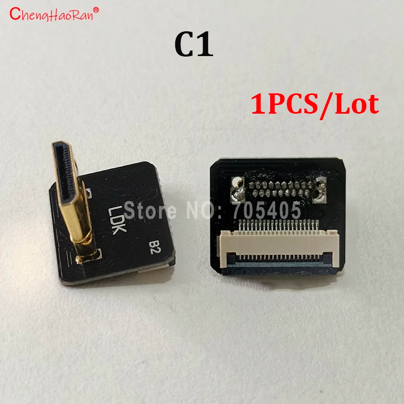 1PC Ribbon Flat FPV HDMI-Compatible Connector Flexible Cable Raspberry Pi 4 Micro HDTV To HD/Mini HD Female 90 Degree FFC 20pin