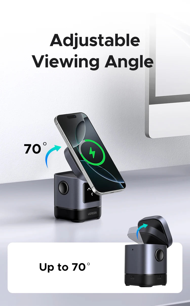 UGREEN UNO Qi2 15W Magnetic Wireless Charger Charging Stand With Cable  For iPhone 16 17 Pro Max For MagSafe Fast Charger