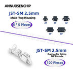 250Pcs 2.54mm Pitch 2 3 4 5 6 Pin Male & Female Plug Housing and Male/female Pin Crimp Terminals Connector Kit Compatible JST SM