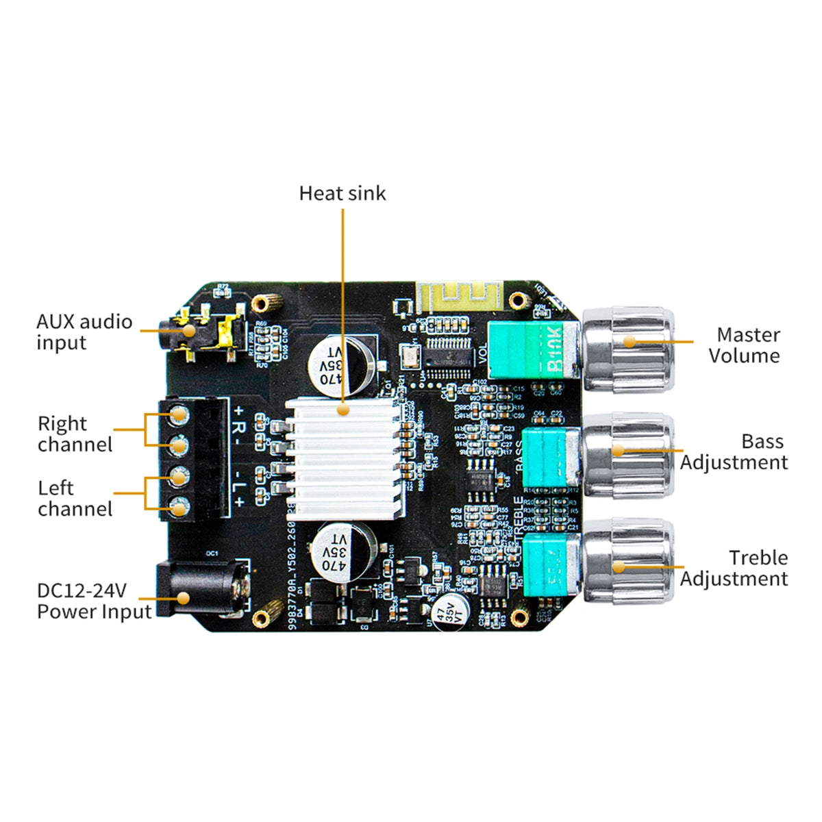 YS-MT21 2.1 Channel Bluetooth 5.0 Subwoofer Amplifier Board 50W X 2+100W Power Audio Stereo Amplifier Board Bass AMP AUX