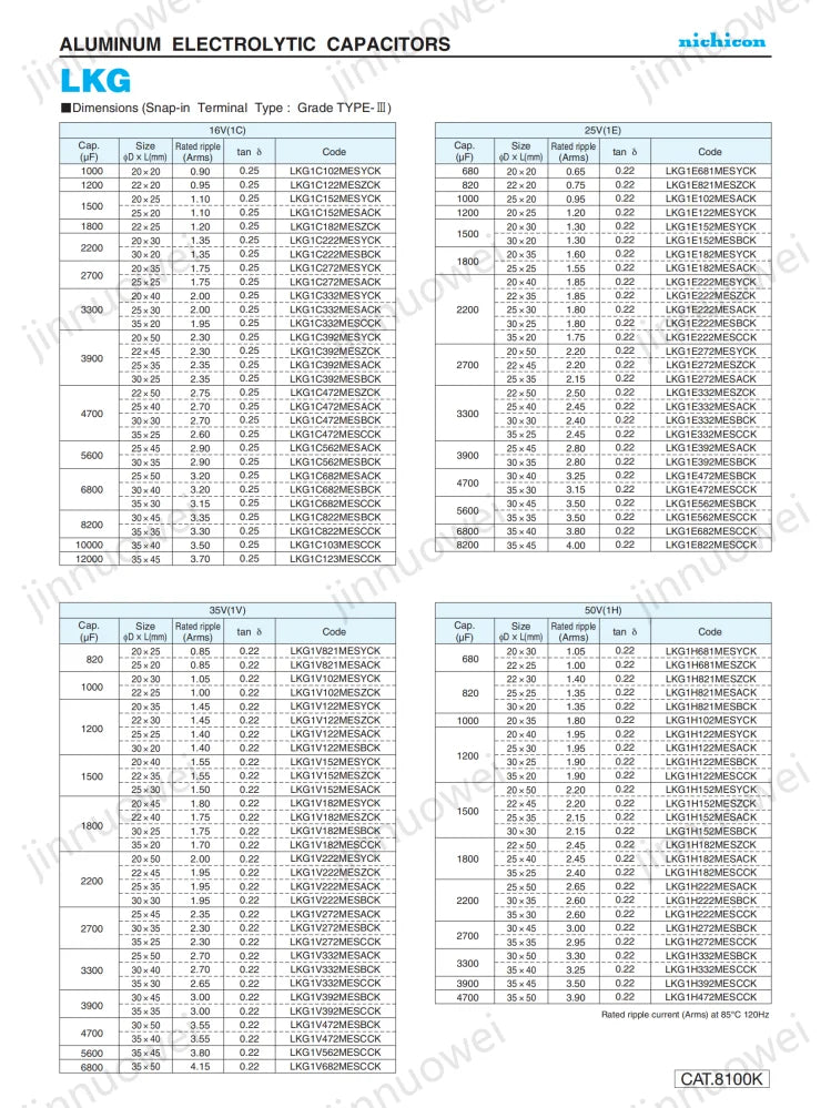 nichicon LKG 25V 35V 50V 63V 100V TYPE Super Through Audio capacitor 1000UF 2200UF 4700UF 6800UF 8200UF 10000UF 12000UF 22000UF