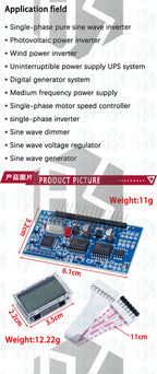 5V DC-AC Pure Sine Wave Inverter SPWM Driver Board EGS002 12Mhz Crystal Oscillator EG8010 + IR2113 Driving Module LCD