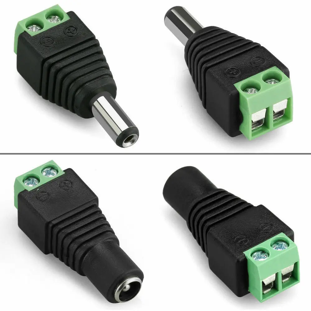 10pcs 12V DC Power Connector Plug Jack Male Female Socket Barrel 2.1mm x 5.5mm Adapter for CCTV Camera LED Strip Supply Terminal