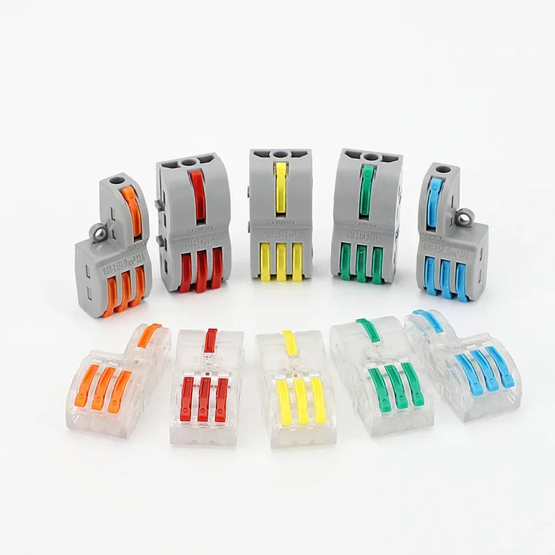 10/100Pcs Lever Wire Connectors, Compact Splicing Wire Connector, 2 3 5 Way Electrical Connectors, for Quick Connect 28-12 AWG