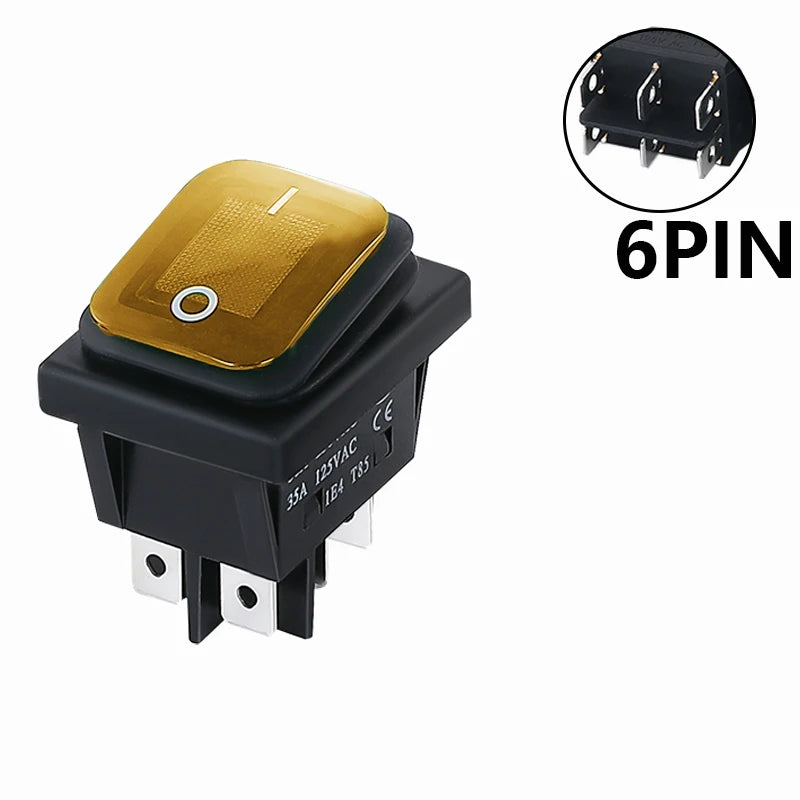 ON OFF KCD4 waterproof and oil proof switch four feet 2 file red green with lights six foot rocker power switch LED 12V 220V