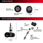 E-ACE K07 TPMS Solar Sensor Intelligence Wireless Tire Pressure Monitoring System Temperature Warning With 4 Sensors