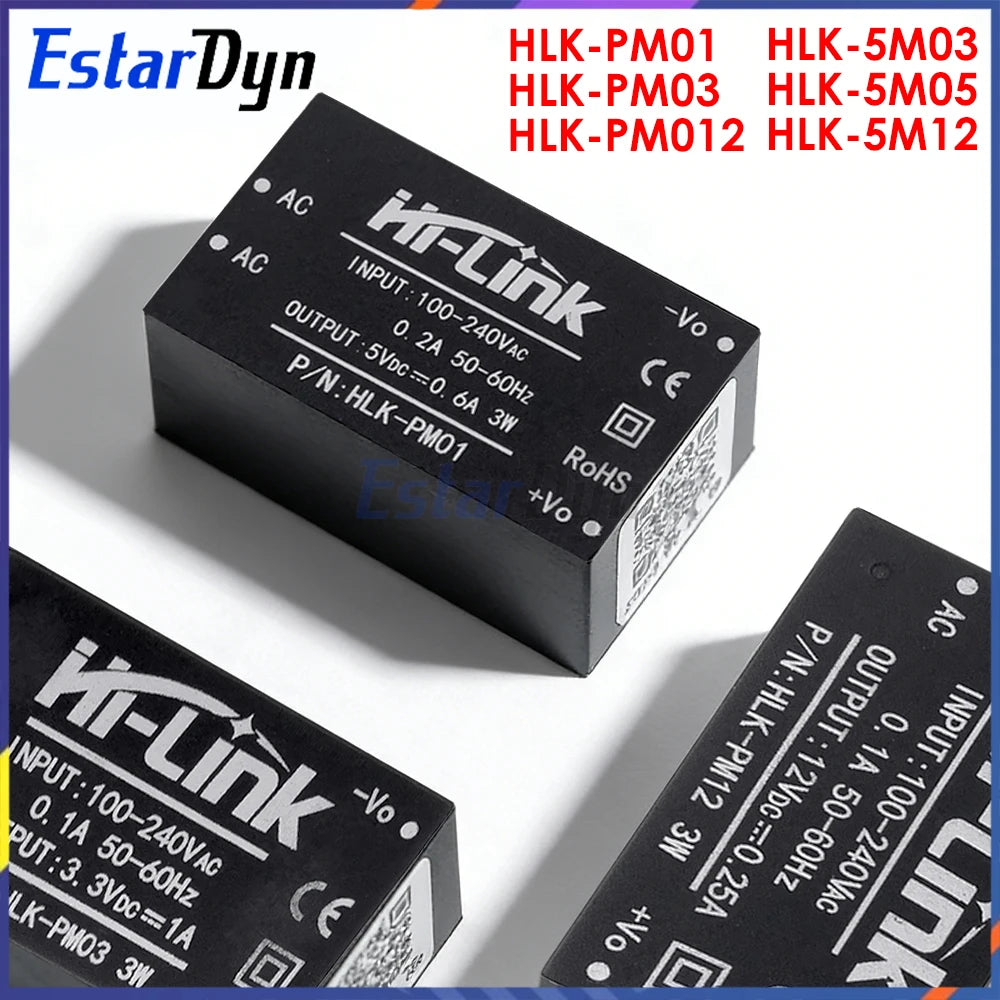 HLK-PM01 PM03 PM12 5M05 5M03 5M12 AC-DC Power Module, 220V to 5V/3.3V/12V Mini Converter for Smart Home IoT Device