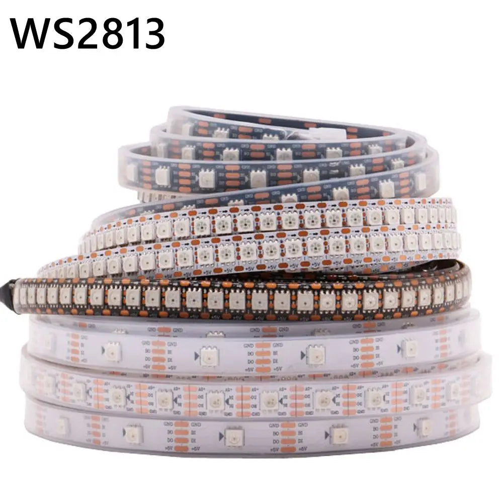WS2811 WS2812B WS2813 WS2815 5050RGB LED Strip Lights Individually Addressable 30/60/144Pixels/Leds/m Black /White PCB DC5V/12V