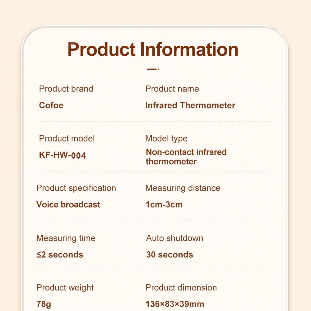 Cofoe Digital Infrared Fever Thermometer Medical Household  Infant Adult Forehead Non-contact Body Temperature Ear Thermometer
