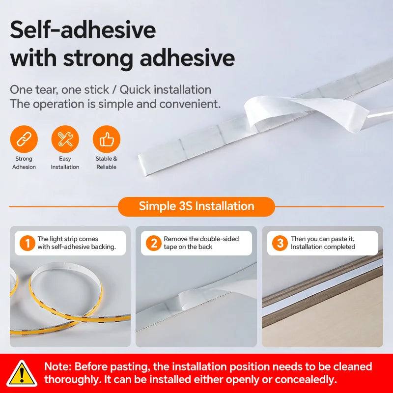 DC5V USB COB LED Strip Light 320LED/m High Density Flexible Self‑Adhesive LED Tape 3000K‑6500K For Cabinet TV Backdrop Decor