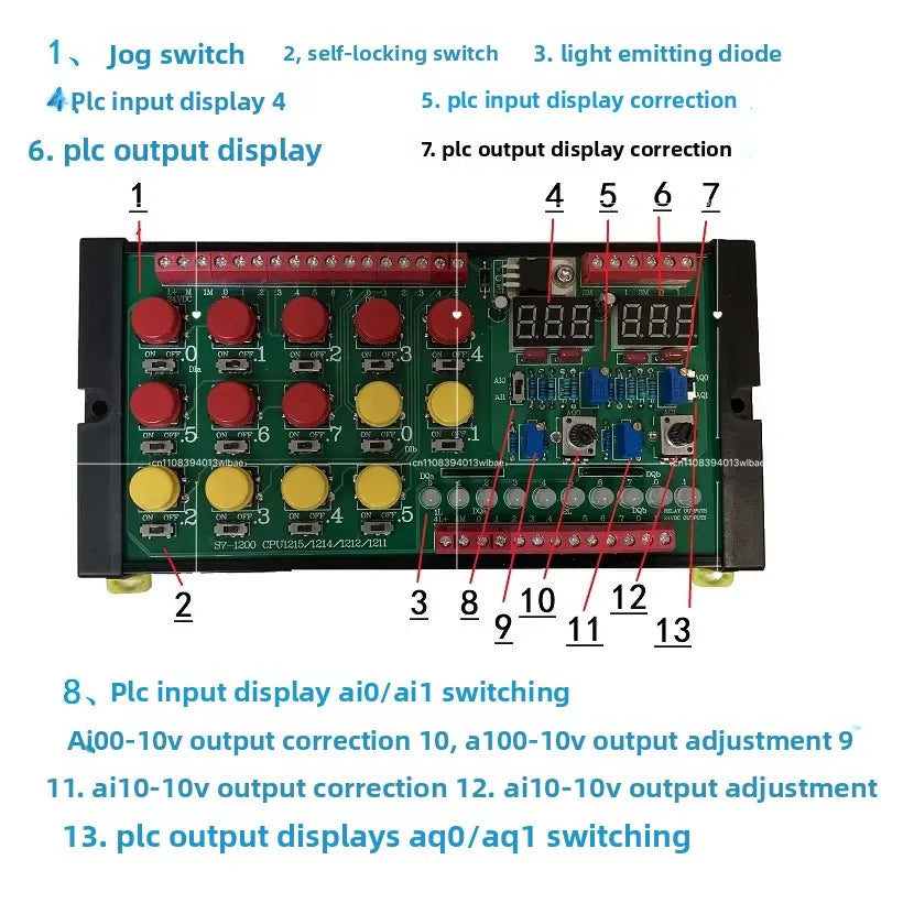Suitable for Siemens S7-1200 PLC/CPU 1211C 1212C 1214C 1215C Debugging Simulation Board
