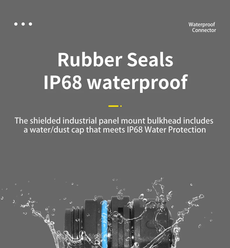 YXY Network RJ45 Panel Mount Connector IP68 Ethernet Dual Size M20/M23 CAT5E/CAT6/CAT6A Waterproof Outdoor Wire Connector