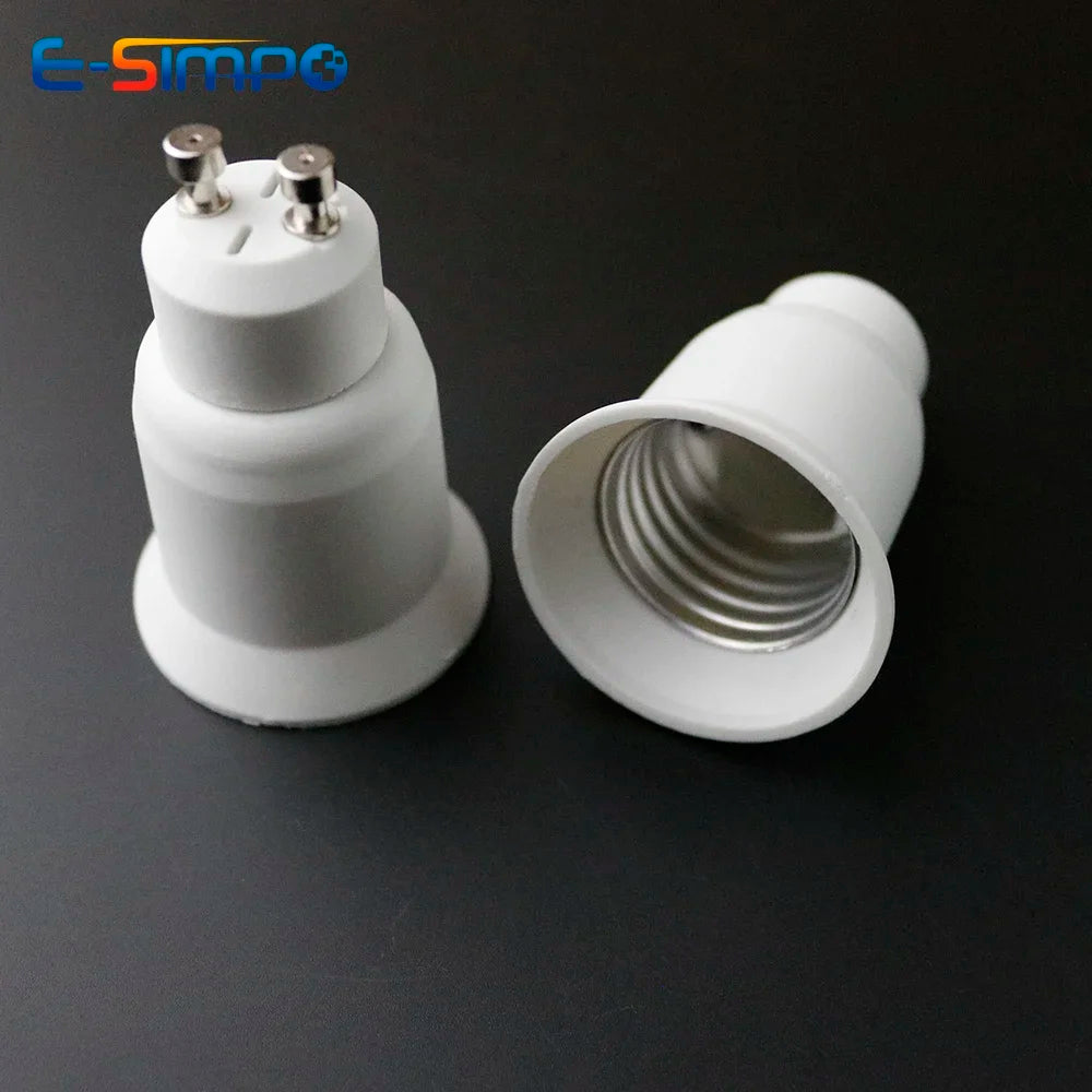 2pcs Gu10 To E27 E26 Led Lamp Base Adapter CE Rohs PBT 2Prong Halogen CFL LED Spotlight To Screw Light Socket Converter Extender