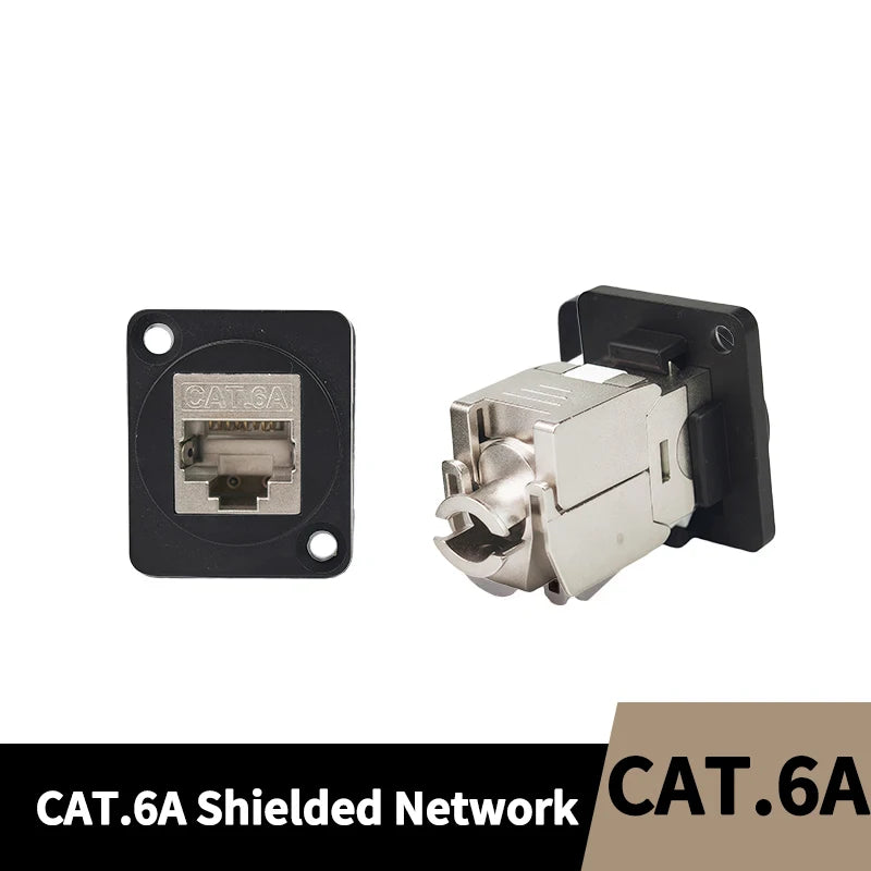 D Type RJ45 CAT5E CAT6 CAT6A CAT7 Panel Mount Feed Through Connector Shielded Ethernet Socket for Rack Cabinet Wall Plate 8P8C