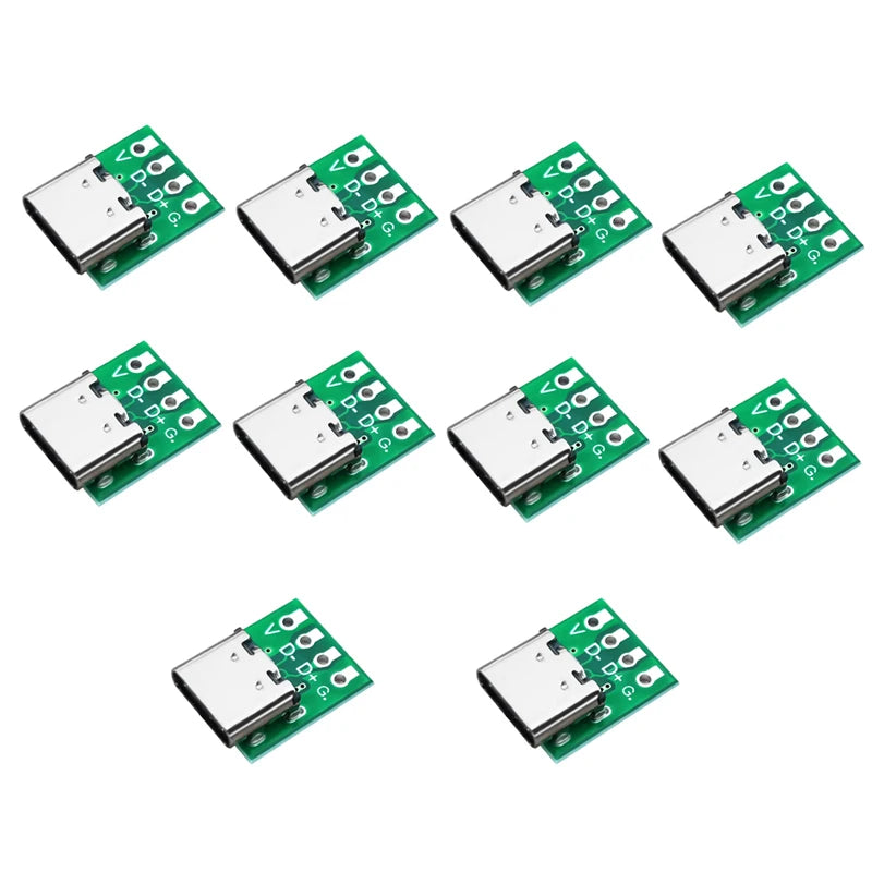 10Pcs 16 Pin Test PCB Board TYPE C USB 3.1 Type C Connector  Plate Adapter Socket For Data Line Wire Cable Transfer