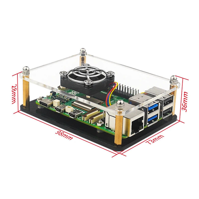 Raspberry Pi 5 Acrylic Case 1-5 Layer Transparent Enclosure PWN Cooling Fan Stackable Plate Shell for Raspberry Pi 5 RPi 5