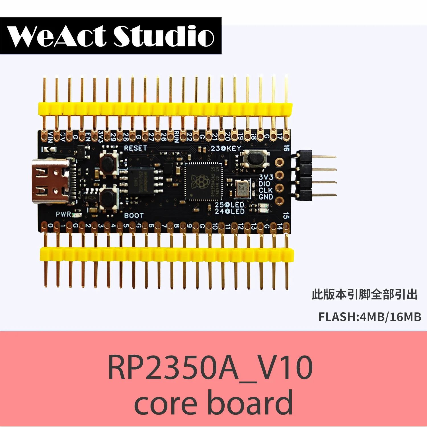 WeAct RP2350A_V10 all pin out Raspberry Pi  RP2350 RISC-V Hazard3 520KByte SRAM 4/16MByte QSPI Flas