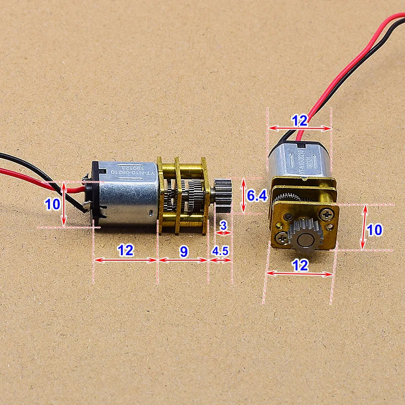 1PC Mini N10 Full Metal Gearbox Gear Reduction Motor DC 3V 5V 6V Slow Speed Smaller Than N20 Motor for 3D Printing Pen/ Robot