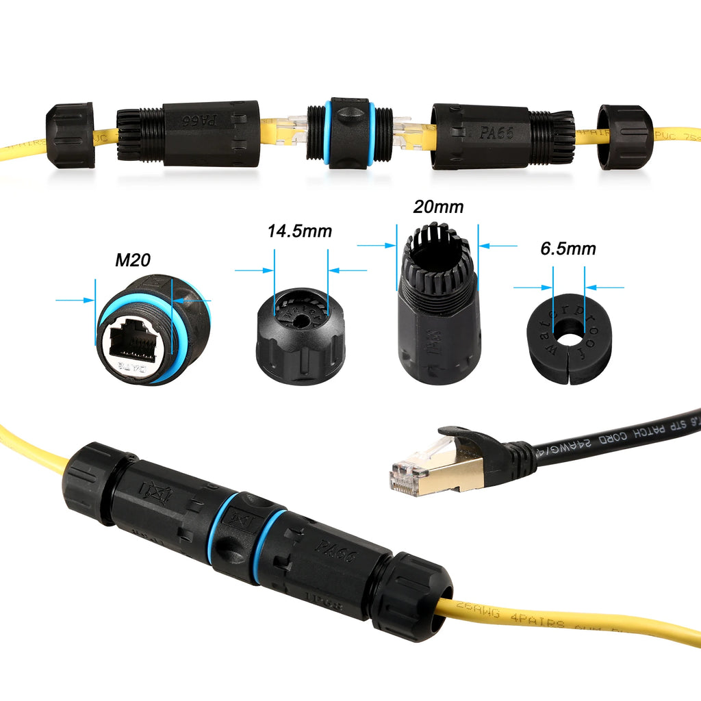YXY Waterproof RJ45 Connector IP68 Zinc Alloy CAT6 Double Hea Cable Lan Coupler Adapter High Speed Ethernet With Shield 2023 New