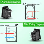 12V/24V Marine Rocker Switch Green LED SPST ON-OFF & DPDT ON-OFF-ON Momentary Toggle for 4x4 Off-Road RZR ATV ARB Carling Style