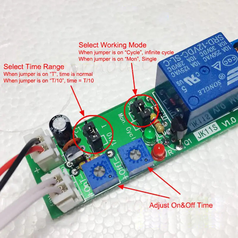 DC 5V 12V 24V 1S-24H Adjustable Delay Time Timer Relay Control Cycle turn ON OFF Switch Infinite Repeat Loop Module