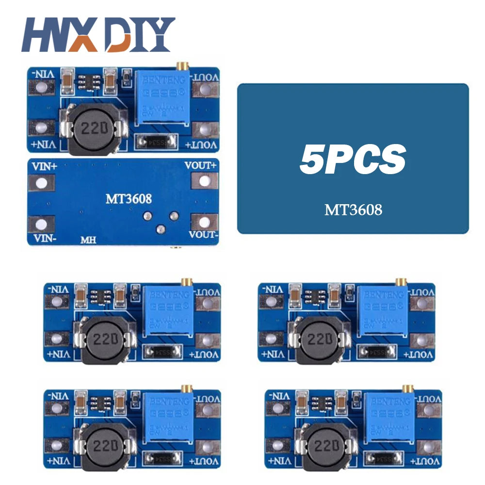 1-10pcs MT3608 DC-DC Adjustable Boost Module 2A Boost Plate Step Up Module with MICRO USB 2V-24V to 5V 9V 12V 28V