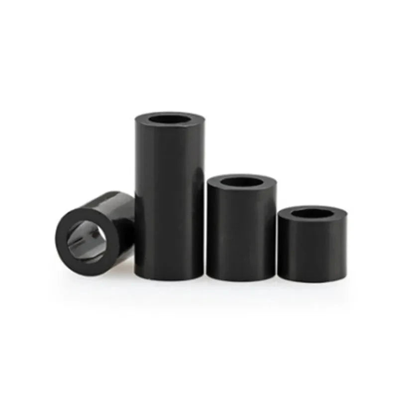 50Pcs M3 ABS Plastic Round Standoff Washer, Black Nylon Non-Threaded Hollow Spacers, 7mm OD x 3.2mm ID