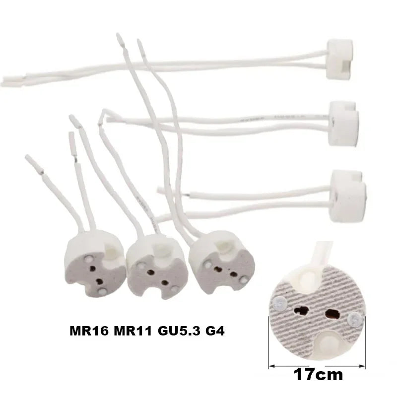 5-50PCS MR16 MR11 GU5.3 G4 Lamp Holder Bulb Base with Wire Ceramic Halogen Socket Pottery Connector 12V - 250V Led Light New JQ