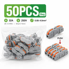 PCT-221 Lever Wire Connector 25 34 50 100PCS Inline Splicing Terminal Block Compact Cable Splitter Kit for LED Electrical Wiring