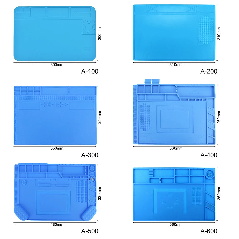 A-100 200 300 400 500 600 Magnetic Silicone Mat Heat Resistant High Temperature Insulation Pad for Soldering Repair Tools