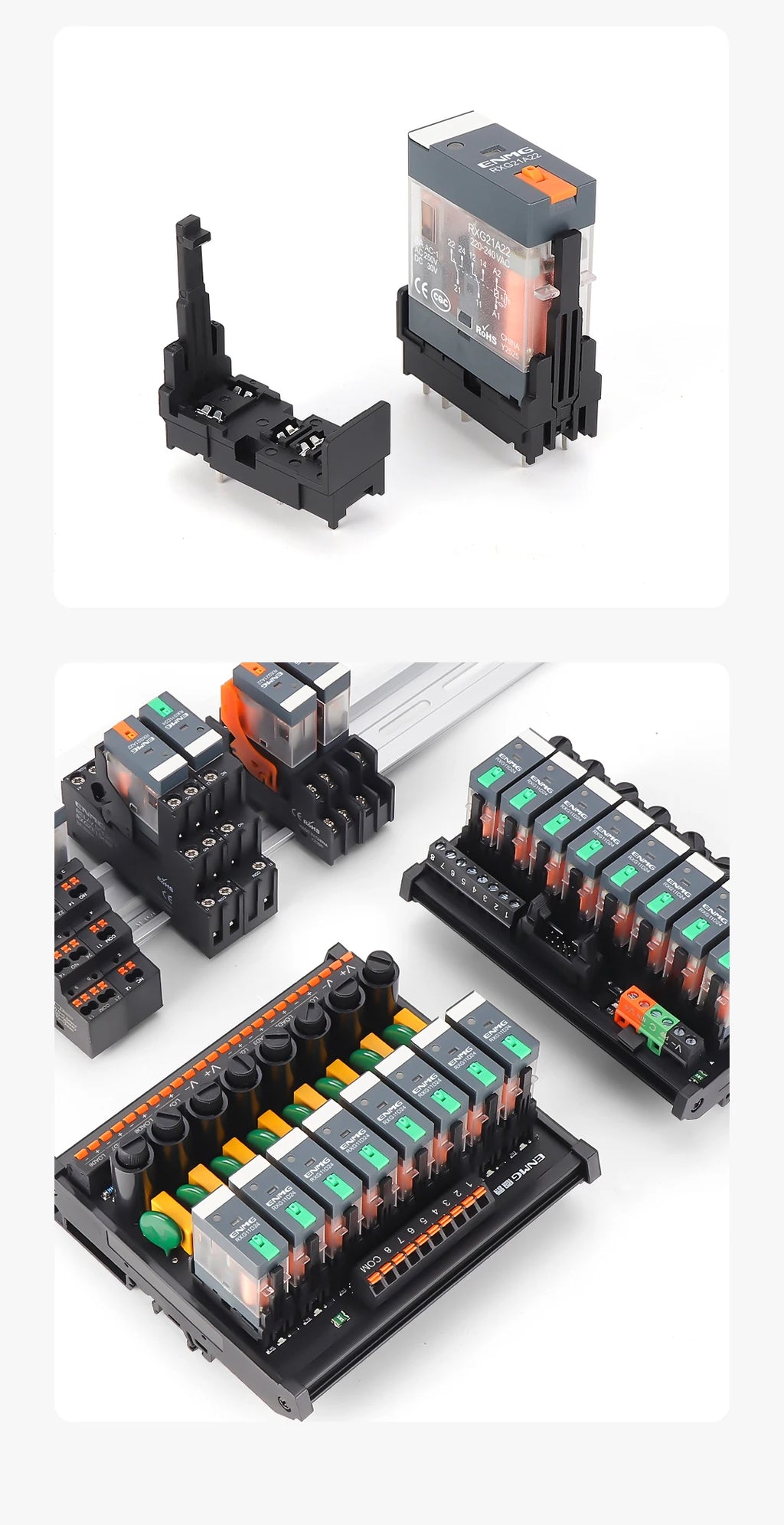 ENMG Relay Module 220VAC 2/4/8/16 Channel SPDT DPDT PLC Signal Amplifier Board Industrial Control Switch