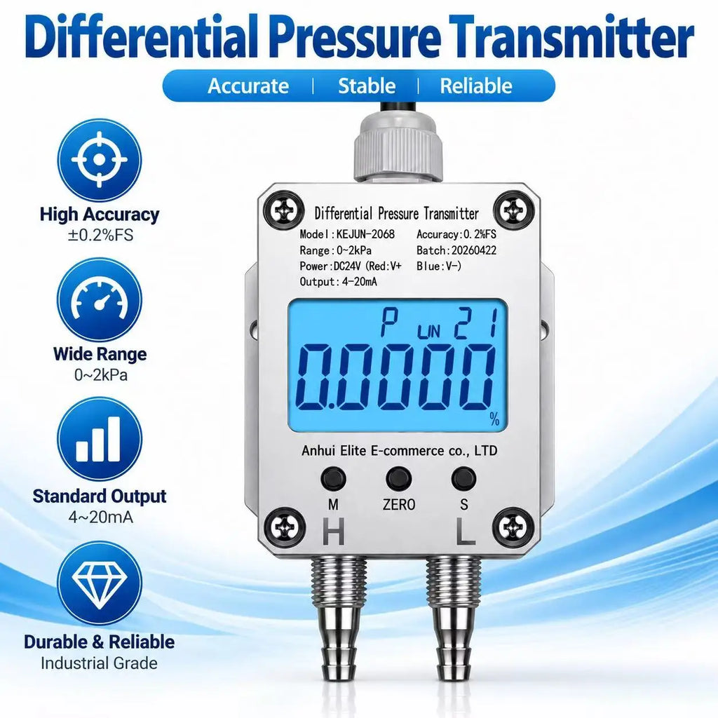 Digital Differential Pressure Transmitter 4-20mA 0-10V 0-5V RS485 Wind Air Pressure Sensor 0-50pa 0-100pa 0-200pa 0-2Kpa