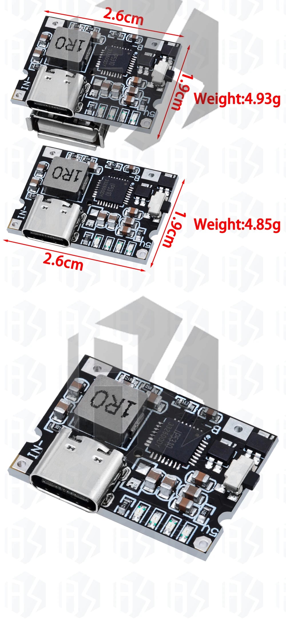 Type-C USB 5V 3.1A Boost Converter Step-Up Power Module IP5310 Mobile Power Bank Accessories With Switch LED Indicator