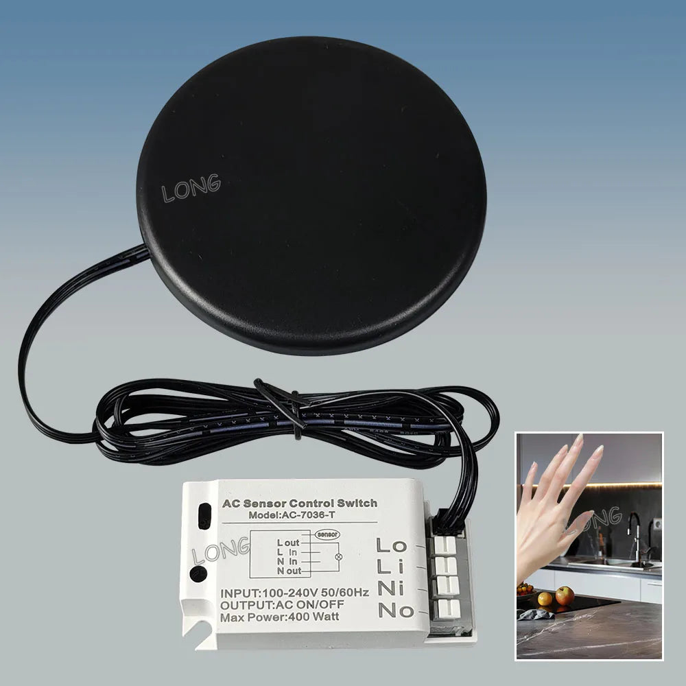 Hidden Touch Switch Penetrates 5cm Wood 400W AC110-220V for Cabinet Light Fan Appliance Invisible Mount Sensor ON OFF Switch