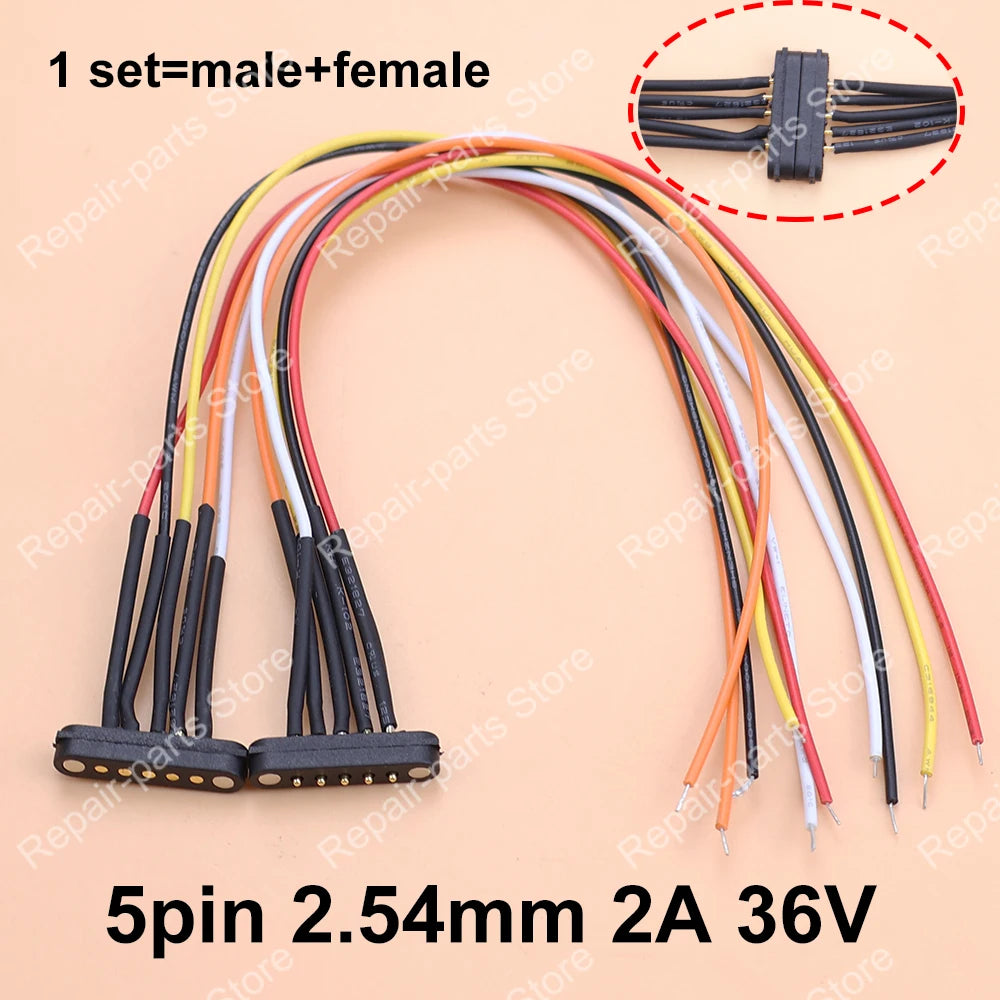 1 Pair 2A 36V DC Magnetic Pogo Pin Spring Loaded Male Female 2.8mm 2.54 MM Pitch 2/3/4/5pin Pole Through Holes PCB BTB Connector