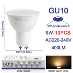 10 Pack Focos Gu10 Spotlight Lampara 220V Led Bulb Wholesale 9W White Warm 3000k 6000K Suitable for Home Commercial Buildings