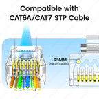 JEYI 100PCS Shielded RJ45 Cat7 Pass Through connectors 8P8C Gold Plated 2-Pc Pass Through Modular Data Plug Network Modular Plug