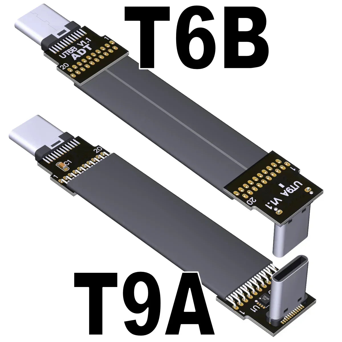ADT-Link USB 3.2 Type-C to USB-C FFC USB C FPV Flat Slim Thin Ribbon FPC Cable Gen2x2 20Gbps 90°Adapter for Data Sync&Charging