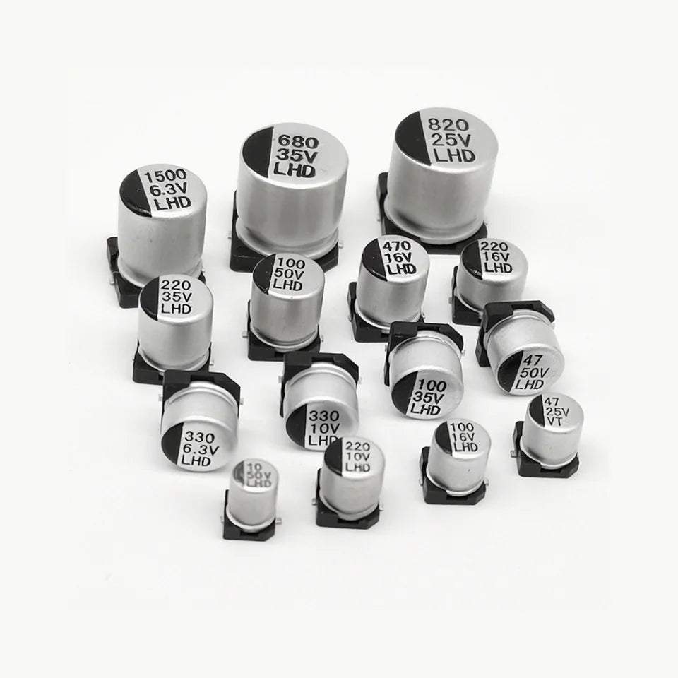 20PCS/lot SMD Aluminum Electrolytic Capacitor 10V 16V 25V 35V 50V 1UF 2.2UF 4.7UF 10UF 22UF 47UF 100UF 220UF 330UF 470UF 1000UF