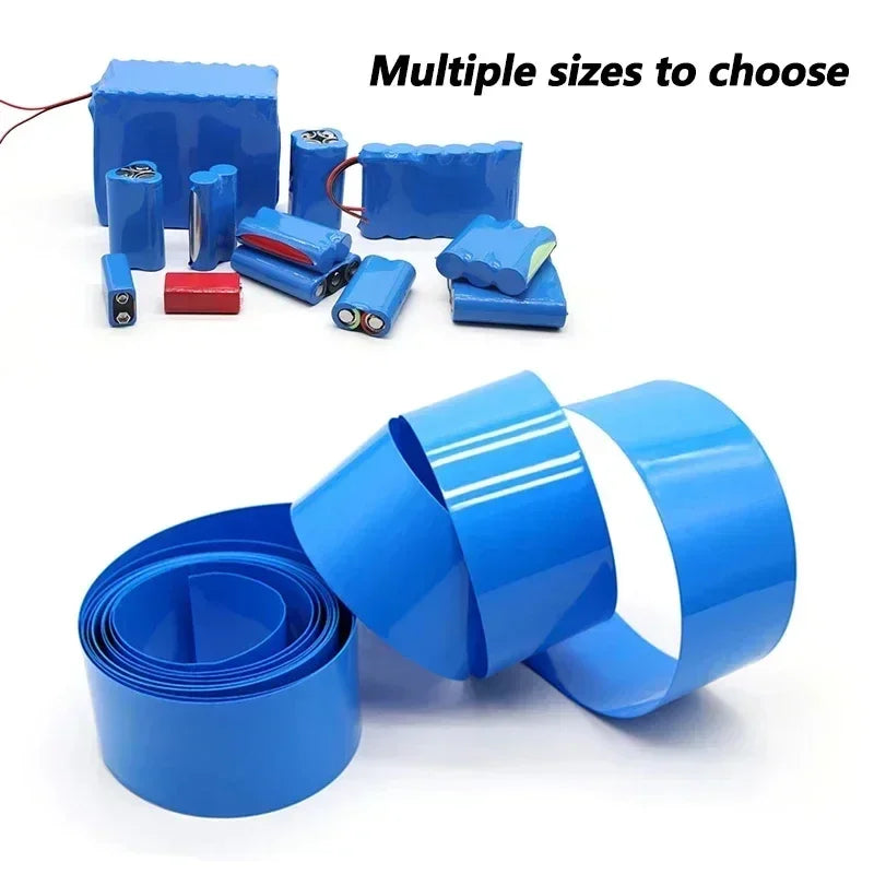 1/5m PVC Heat Shrink Tube Width 50mm ~ 500mm Blue 18650 Lipo Battery Pack Insulated Cable Sleeve Protection Battery Film Wrap