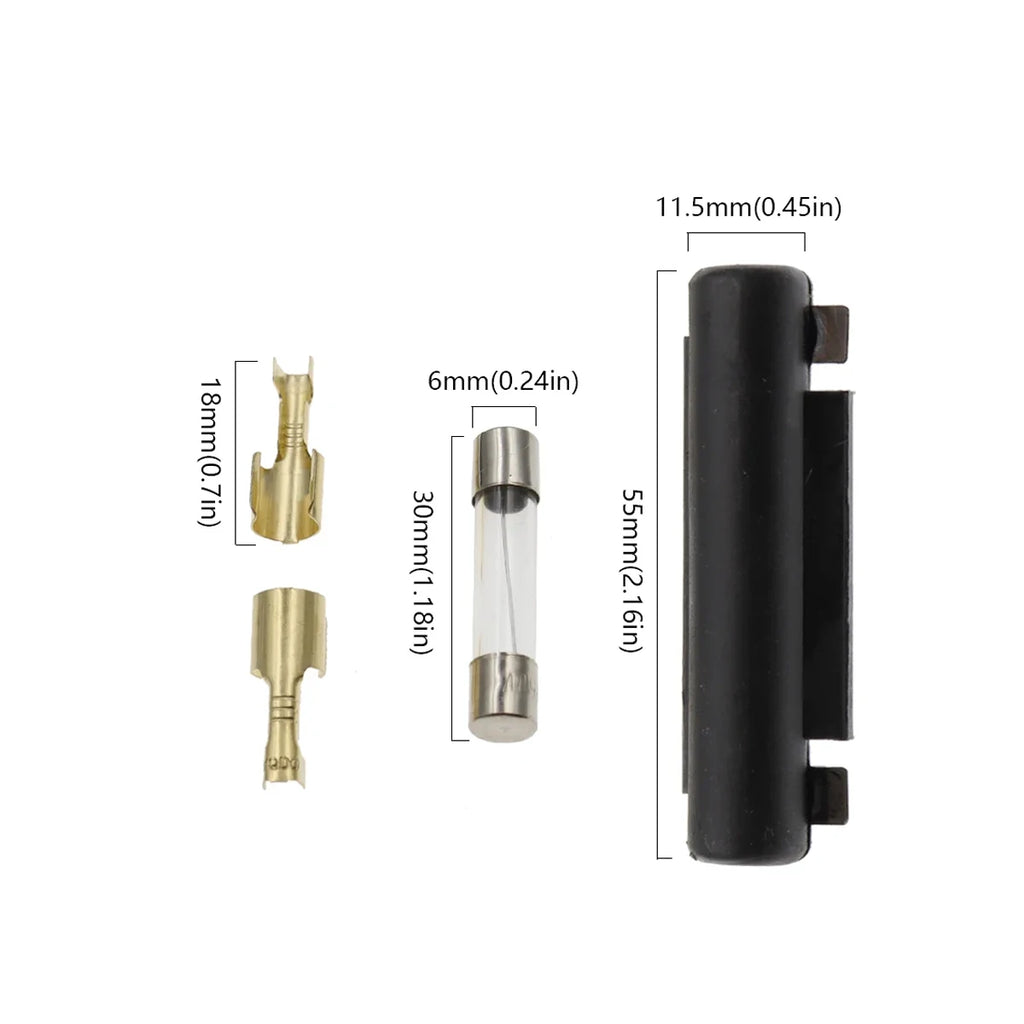 5Set 6X30MM Glass Fuse Holder, 0.5A 1A 2A 3A 4A 5A 6A 8A 10A 15A 20A 25A 30A Fuse Socket Flip shell Type with fuse