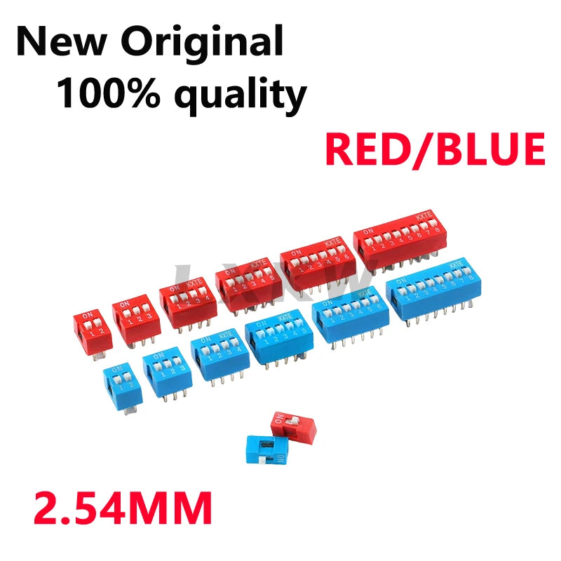 10/PCS Red Blue Dip switch 1 2 3 4 5 6 7 8 9 10 PIN Toggle Switch Spacing 2.54MM Foot Distance In Stock