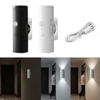Magnetic Rechargeable PIR Motion Sensor LED Night Light, 3 Colors Dimmable Wireless Wall Lamp for Bedroom Hallway Closet